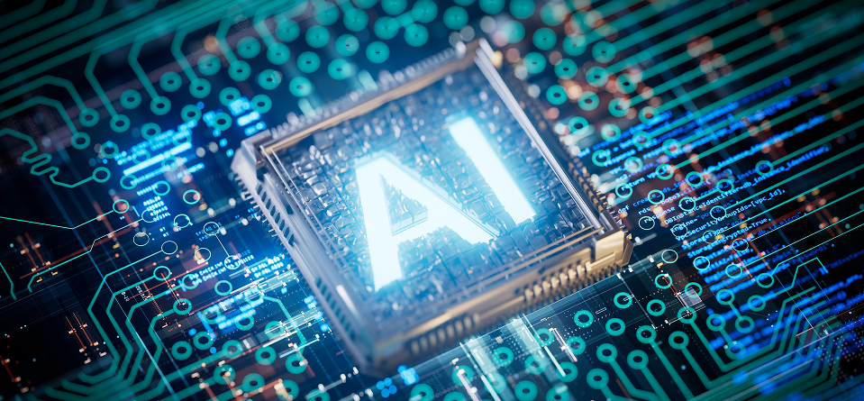 AI microprocessor on motherboard computer circuit